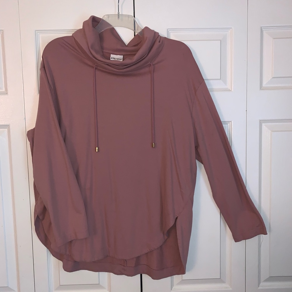 Ava + Viv Pink Cowl Neck Sweater